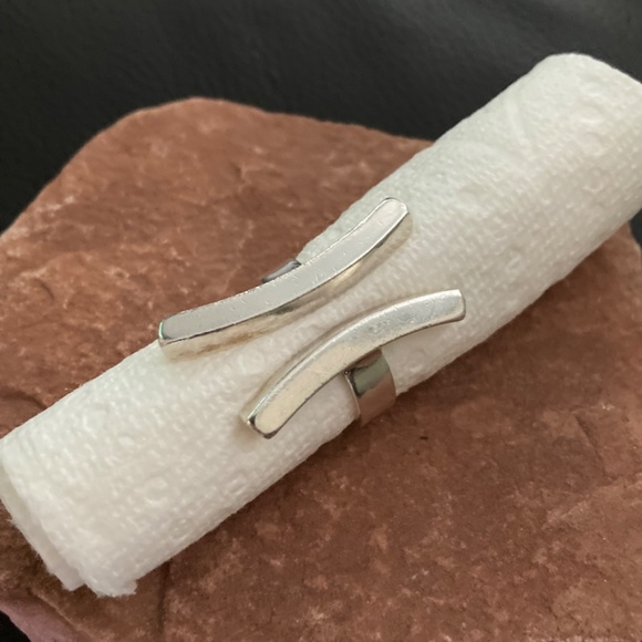 .925 Large Double Bar Sterling Silver Ring - Picture 5 of 14